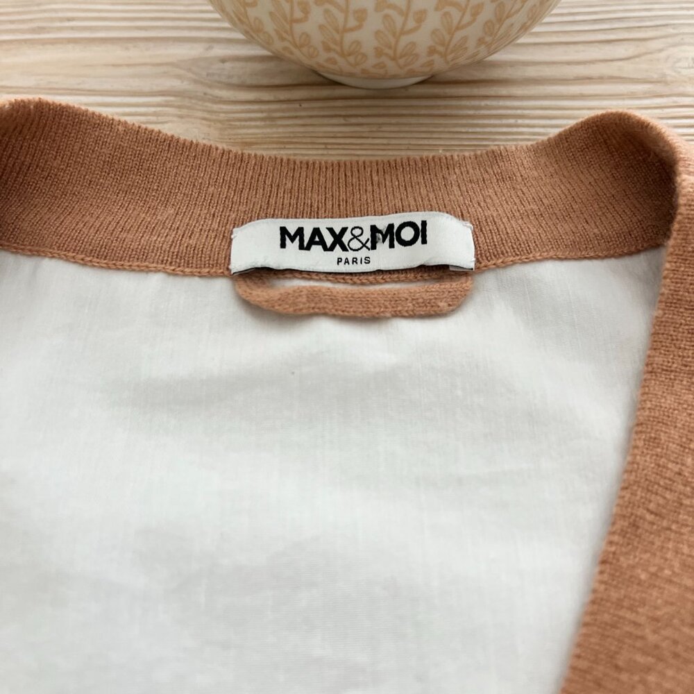 Max & Moi Cashmere Blend Cardigan—Camel Mixed Media Knit |Size M - Picture 5 of 7